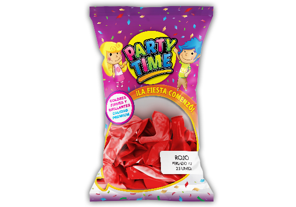 GLOBO PARTY TIME 12P PERL X25 ROJO
