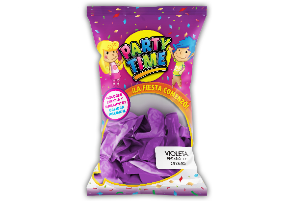 GLOBO PARTY TIME 12P PERL X25 VIOLETA