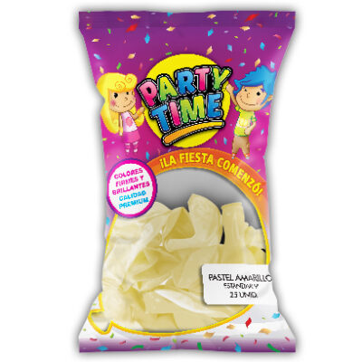 GLOBO PARTY TIME 9P PASTEL X25U AMARILLO