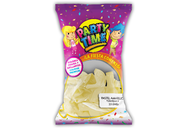 GLOBO PARTY TIME 9P PASTEL X25U AMARILLO