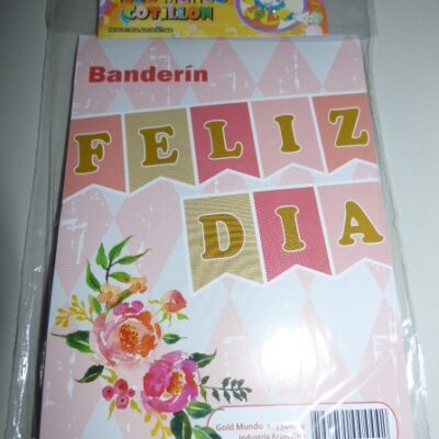 BANDERIN STAMPING FELIZ DIA ROSA