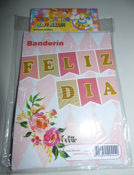 BANDERIN STAMPING FELIZ DIA ROSA