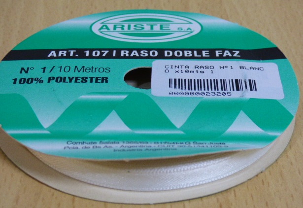 CINTA RASO N1 BLANCO X 10MTS.