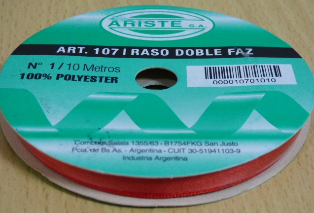 CINTA RASO N1 ROJA X 10MTS.