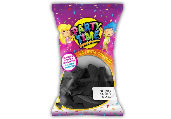 GLOBO PARTY TIME 12P PERL X25 NEGRO