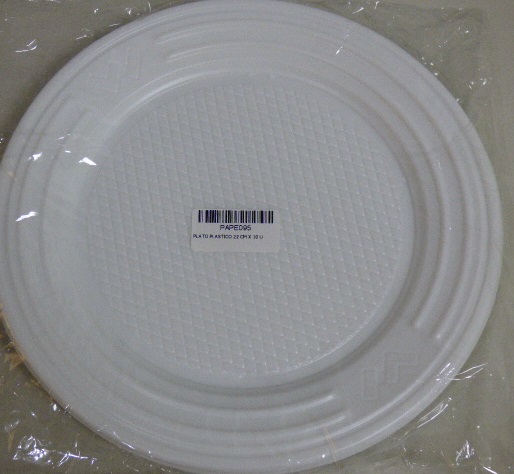 PLATO PLASTICO 22 CM X 10 U