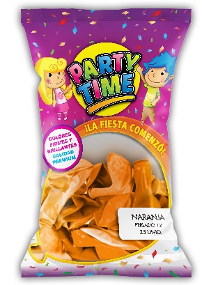 GLOBO PARTY TIME 12P PERL X25 NARANJA