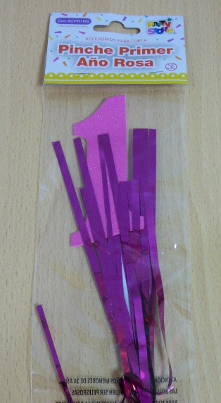 PINCHE PARA TORTA PRIMER AÑO ROSA