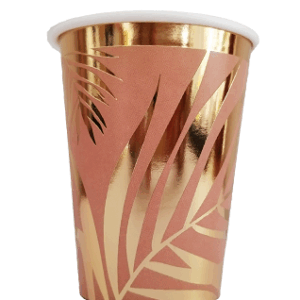 VASO POLIPAPEL X8 STP HOJAS ROSA GOLD