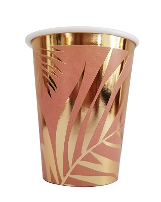 VASO POLIPAPEL X8 STP HOJAS ROSA GOLD