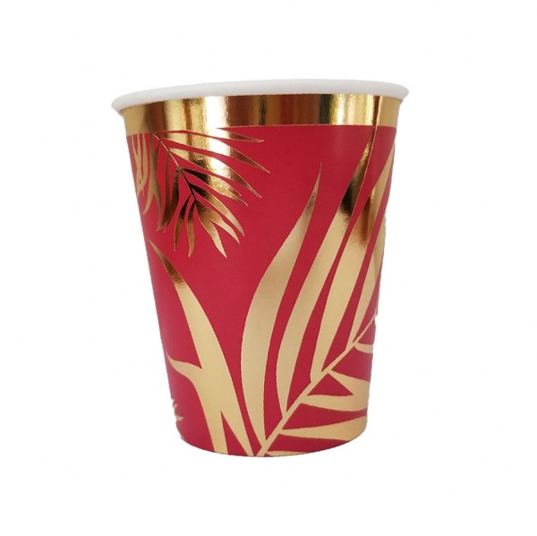 VASO POLIPAPEL X8 STP HOJAS ROJO