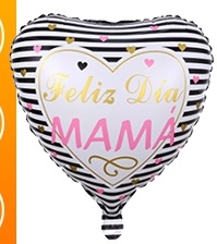 GLOBO FOIL 18P FELIZ DIA MAMA BLANCO Y NEGRO R