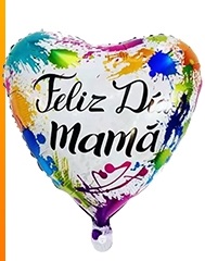 GLOBO FOIL 18P FELIZ DIA MAMA MANCHAS