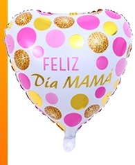 GLOBO FOIL 18P FELIZ DIA MAMA BLANCO LUNARES R