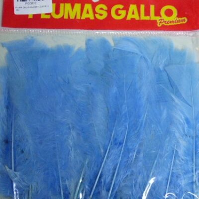 PLUMA GALLO GRANDE CELESTE X 50U