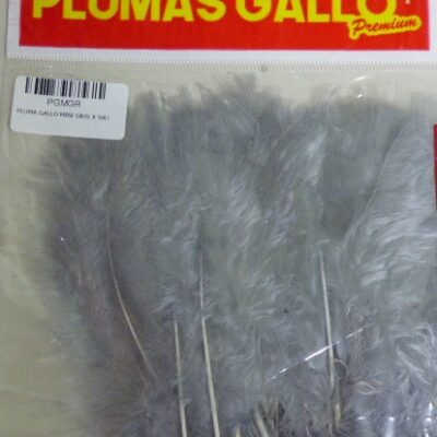 PLUMA GALLO GRANDE GRIS X 50U