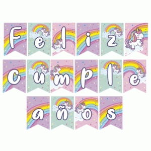 BANDERIN UNICORNIO ARCO IRIS X1