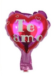 GLOBO FOIL 6P CORAZON TE AMO ROJO FDO ROSA