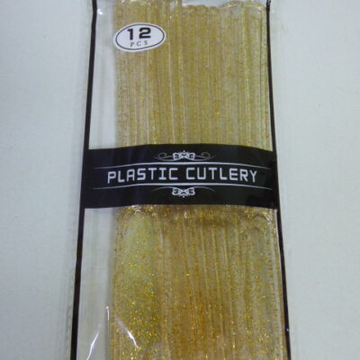 CUCHILLOS CON GLITTER ORO X12