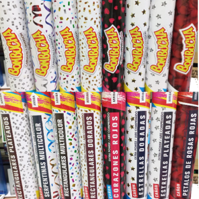 LANZAPAPELES CAÑON 40CM CORAZONES ROJOS