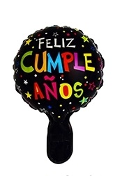 GLOBO FOIL 6P FELIZ CUMPLE NEGRO CON ESTRELLAS