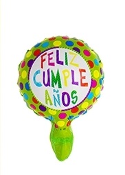 GLOBO FOIL 6P FELIZ CUMPLE VERDE LUNARES