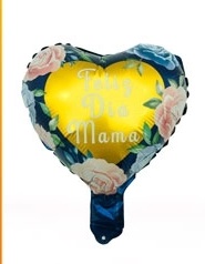 GLOBO FOIL 10P CORAZON MAMA AZUL CON ROSAS