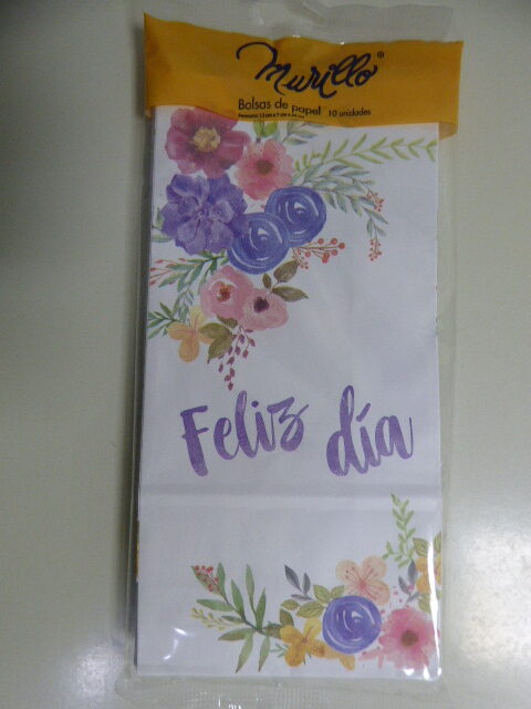 BOLSA PAPEL IMPRESA FELIZ DIA FLORES X 10