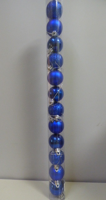 BOCHA NAVIDEÑA 4CM TUBO X 12UNIDADES AZUL
