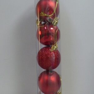 BOCHA NAVIDEÑA 5CM TUBO X 6UNID ROJA