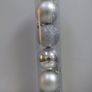 BOCHA NAVIDEÑA 5CM TUBO X 6UNID PLATA