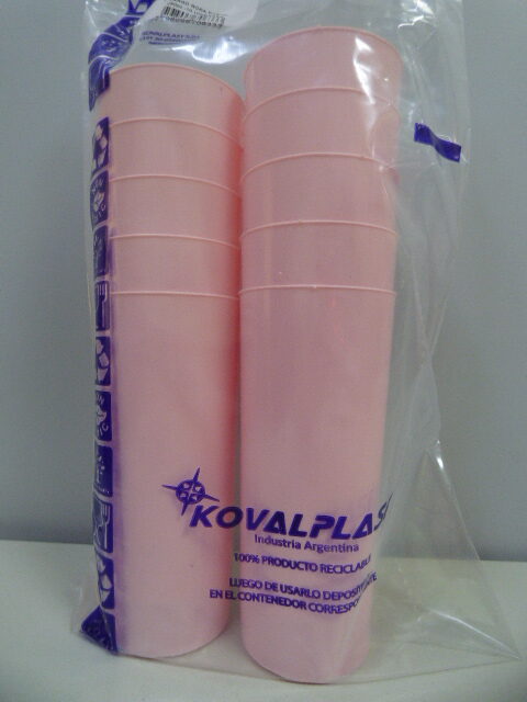 VASO TRAGO LARGO FLEXIBLE X10 ROSA PASTEL