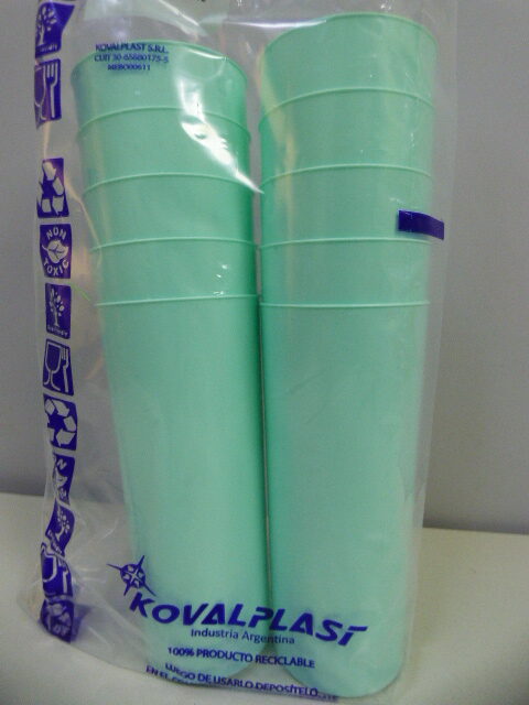 VASO TRAGO LARGO FLEXIBLE X10 VERDE AGUA