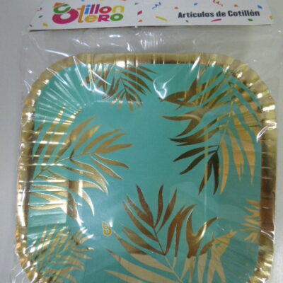 PLATO CHICO X 8 STMP HOJAS VERDE