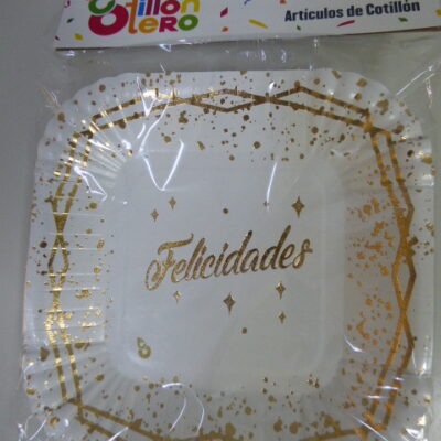 PLATO CHICO X 8 STMP FELICIDADES ORO