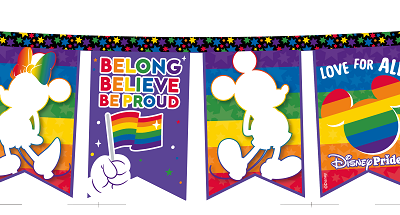 BANDERIN FELIZ CUMPLE X 1 DISNEY PRIDE