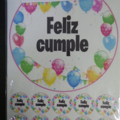 LAMINA COMESTIBLE REDONDA FELIZ CUMPLE