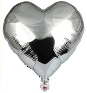 GLOBO FOIL 18P CORAZON LISO PLATA