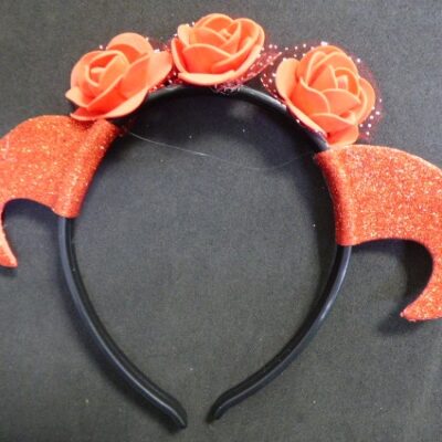 VINCHA DIABLITA CON FLOR X1