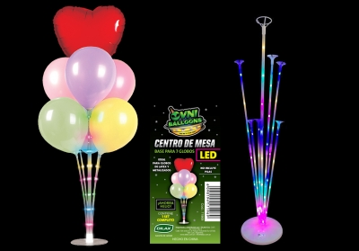CENTRO DE MESA PARA 7 GLOBOS LED MULTICOLOR