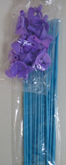 PALITO PARA GLOBO X 25 TURQUESA/LILA