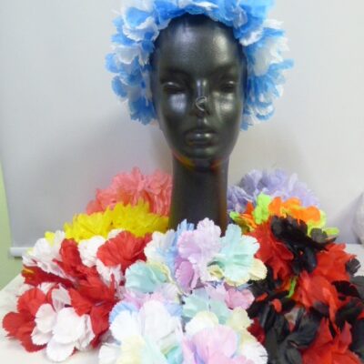 VINCHA FLOR DE SEDA MULTI.Y LISO X 1