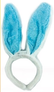 VINCHA OREJA CONEJO PELUCHE CON LUZ CELESTE