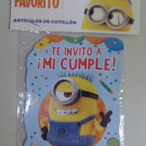 INVITACION TROQUELADA CHICA X 10 MINIONS