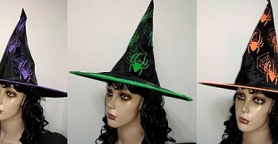 GORRO BRUJA CON ARAÑAS COLOR