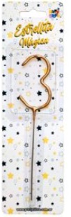 VELA NUMERO ESTRELLITA 3 DORADA