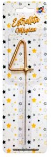 VELA NUMERO ESTRELLITA 4 DORADA