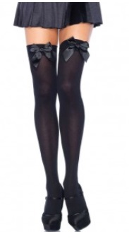 MEDIAS BUCANERAS NEGRAS CON MOÑO NEGRO