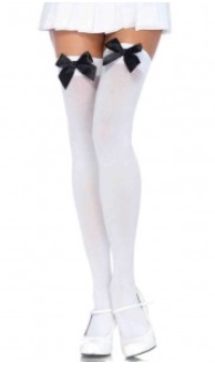 MEDIAS BUCANERAS BLANCAS CON MOÑO NEGRO