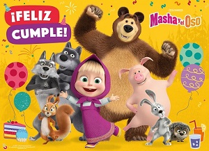 AFICHE FELIZ CUMPLEAÑOS X 1 MASHA Y EL OSO